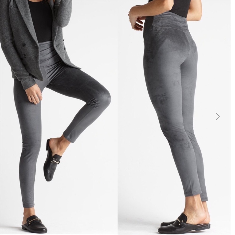 Yummie Women’s Faux Suede Leggings Gray High Waist Size Medium